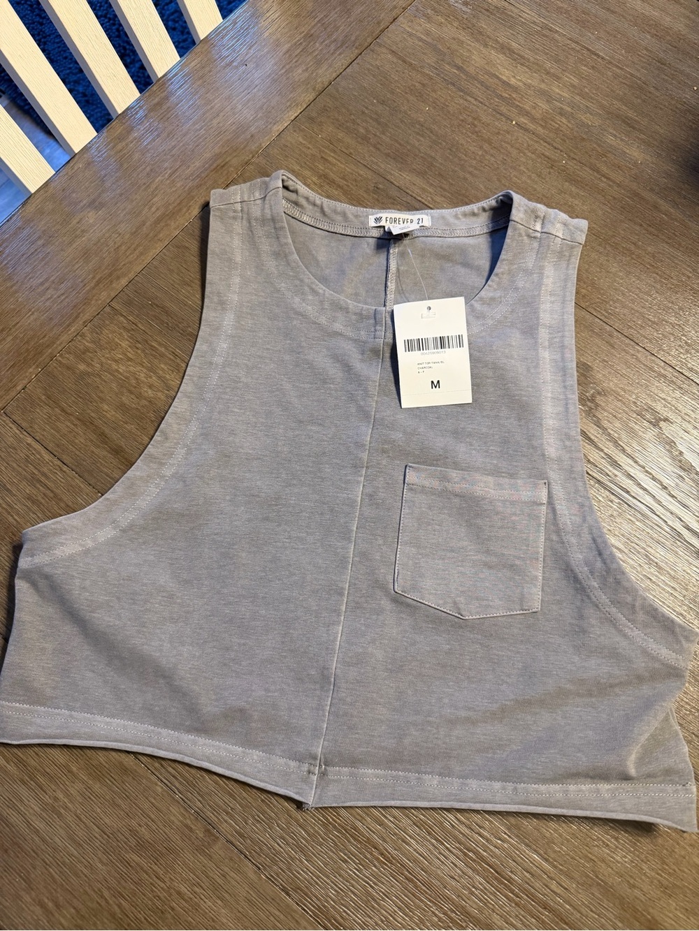Forever 21 Charcoal Gray Cropped Pocket Tank Top NWT Size Medium